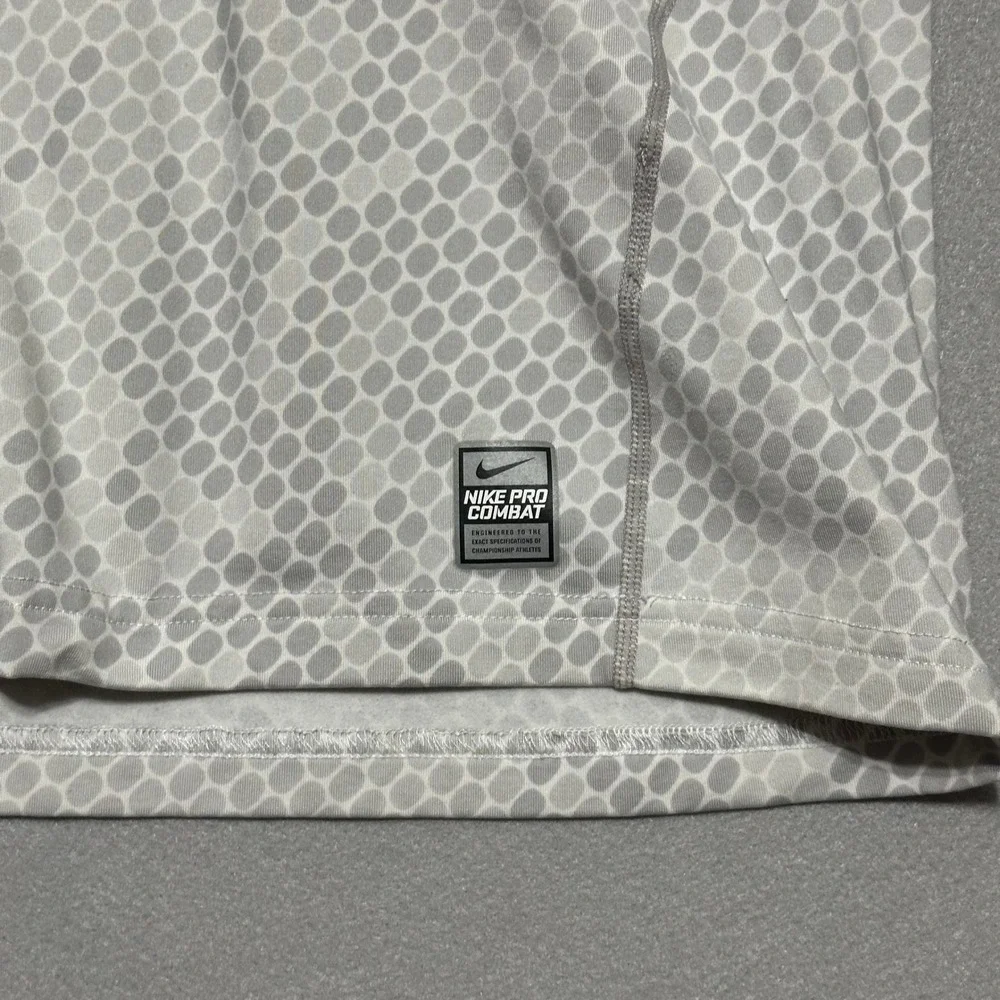 Nike Pro Combat Dri-FIT Mock Neck Shirt Grey White Snakeskin Pattern Mens Large
